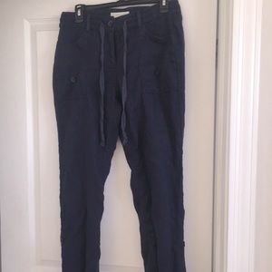 Andrea Jovine Workshop 100% Linen Blue zippered 4 pocket Cargo look pant 8